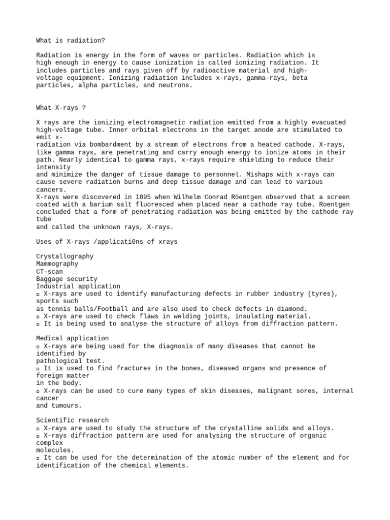 x rays | PDF | Radiation | X Ray