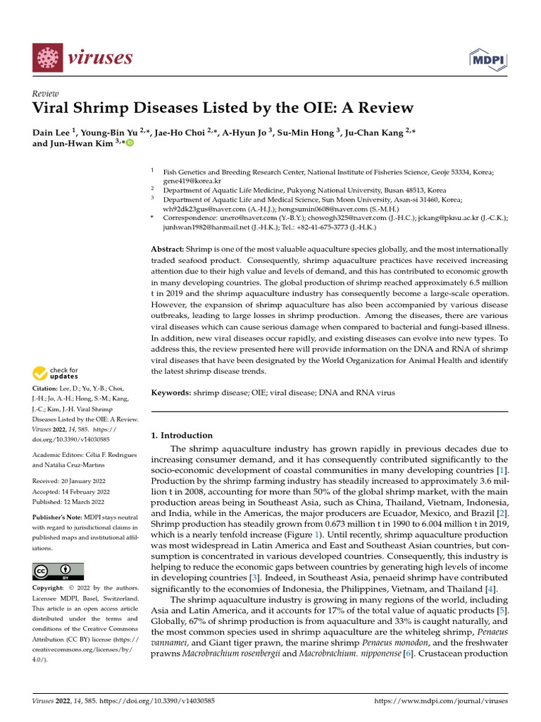Viral Shrimp Diseases Listed by The OIE A Review | PDF | Aquaculture ...