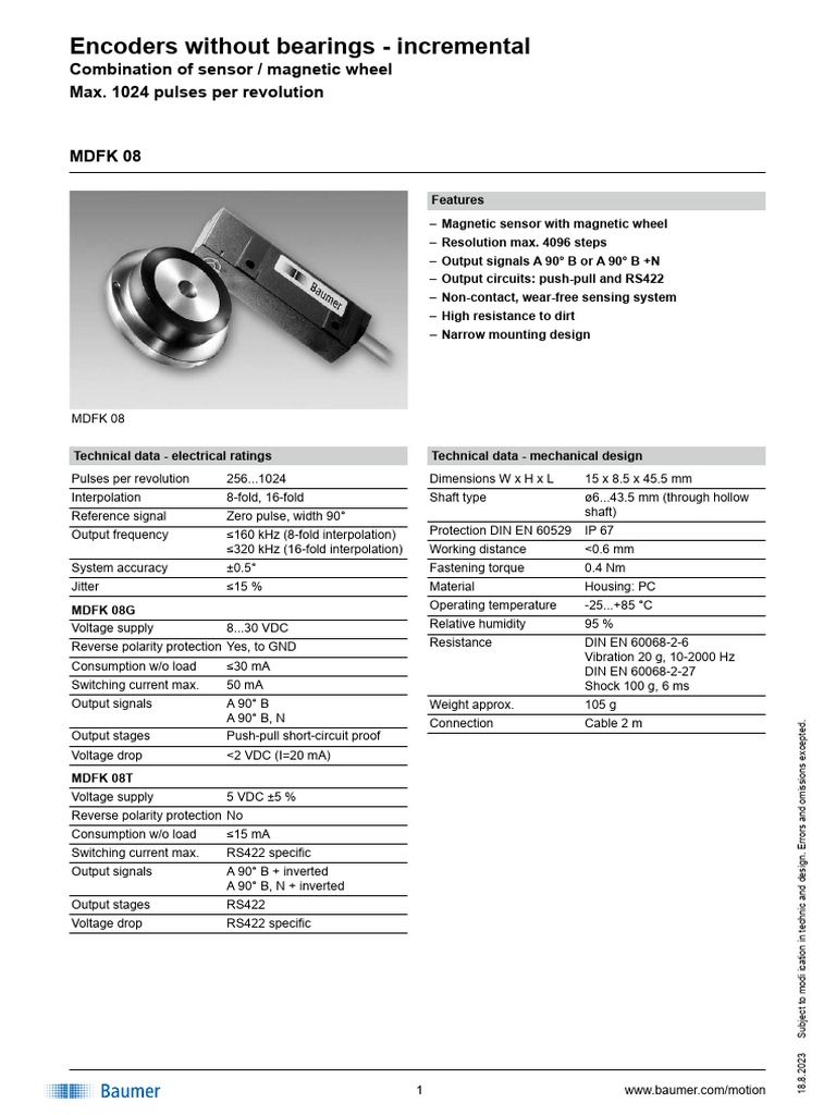 Incremental Encoders MDFK 08 Overview | PDF | Information And ...