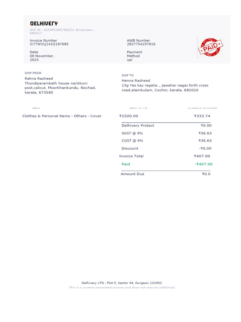 PackageInvoice T1Y7W31J141Q187685 | PDF