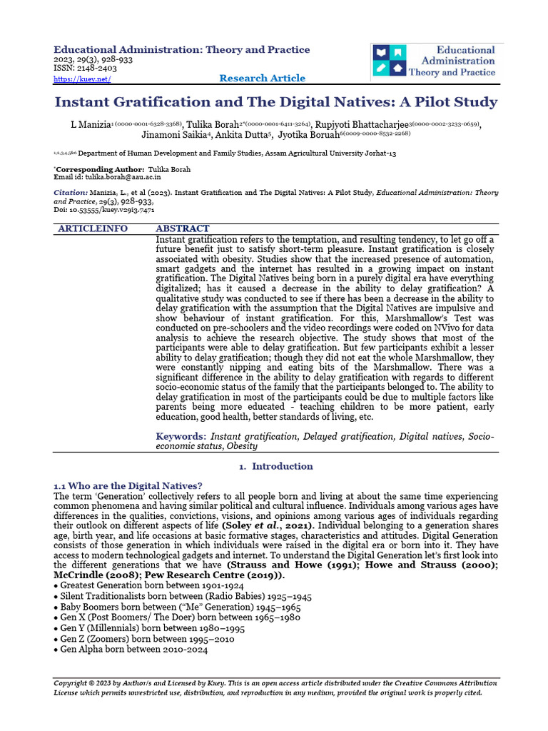 Curated visual reference: Fresh Look at Instant Gratification And The Digital Natives A Pi Pdf
