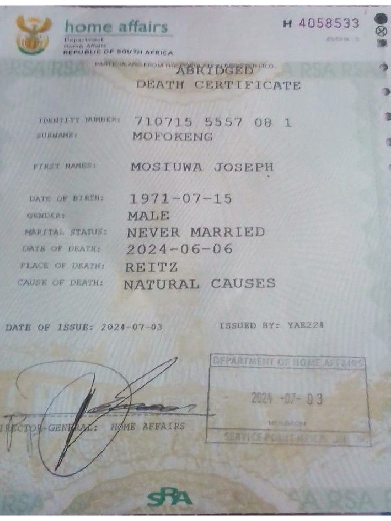 Death Certificate | PDF