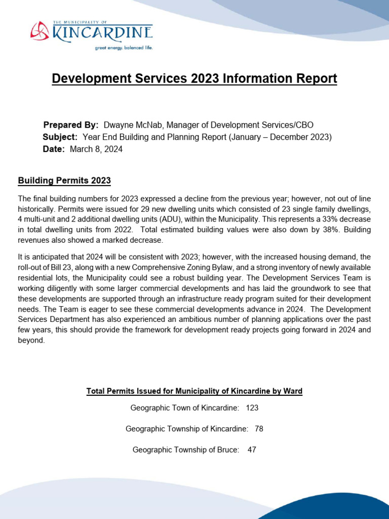 2023 Development Services Year End Report | PDF | Housing