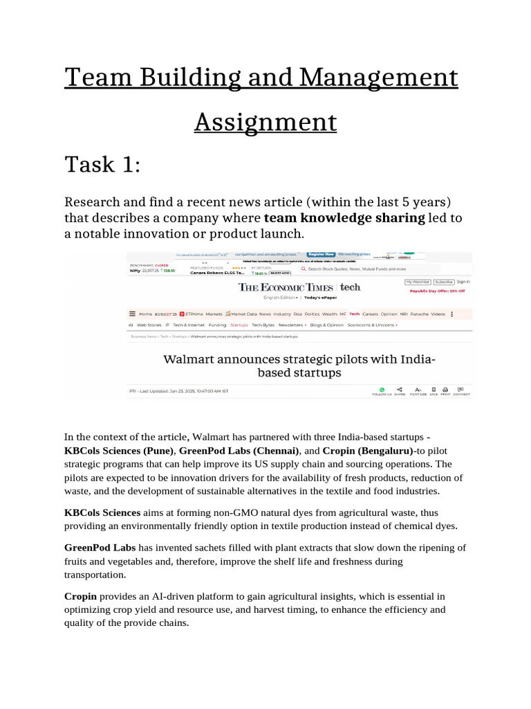 Team Management Assignment | PDF | Artificial Intelligence ...
