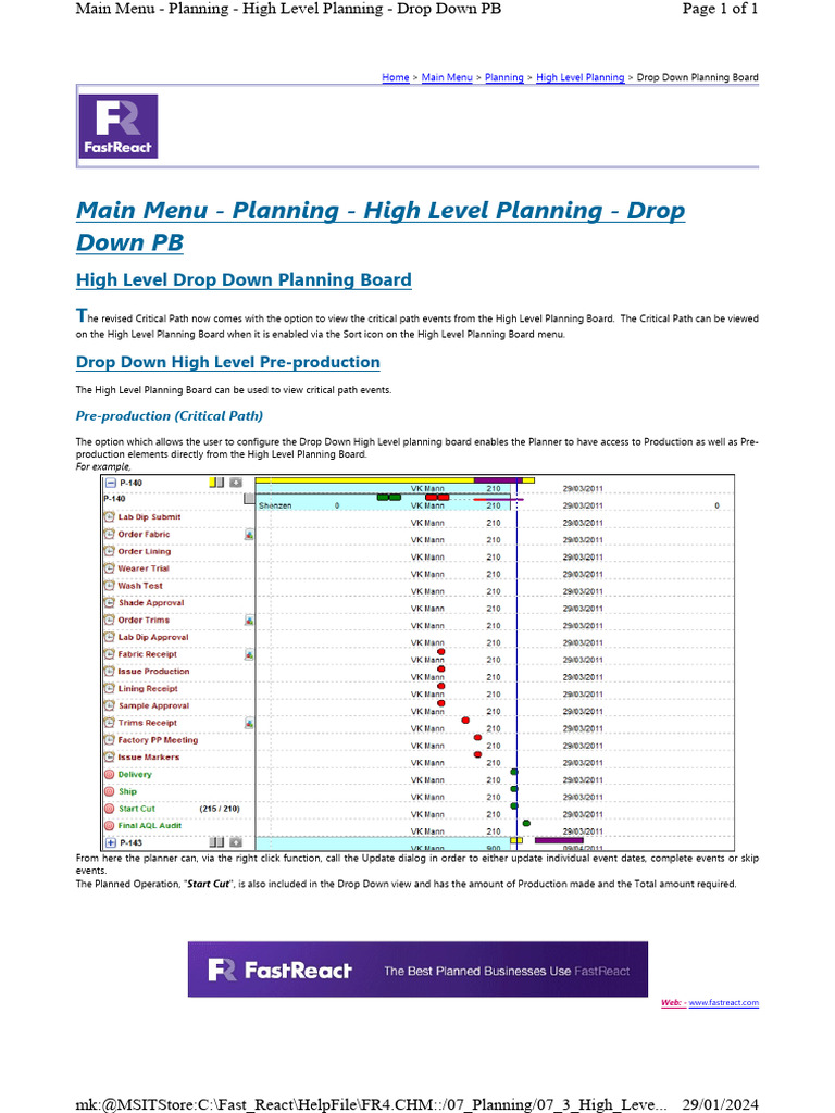High Level Planning Board Overview | PDF