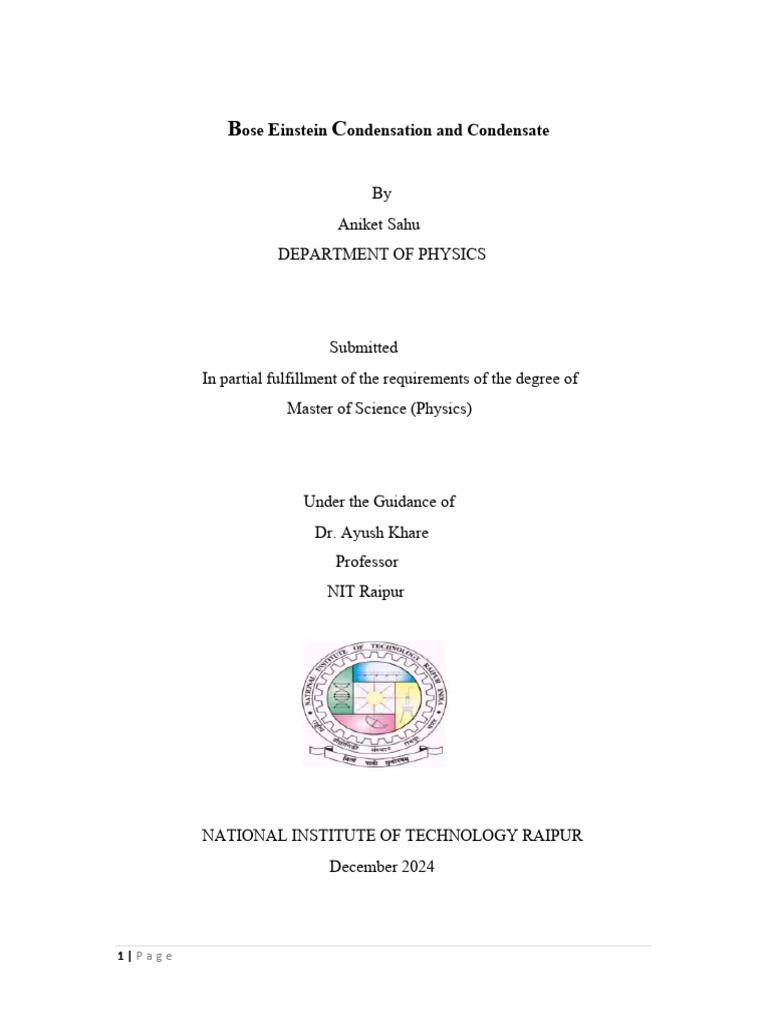 Bose Einstein Condensation and Application | PDF | Boson | Photon