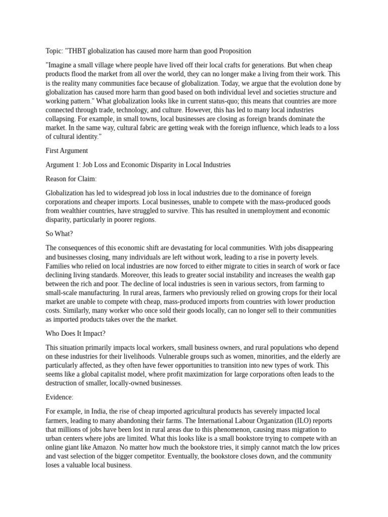 Globalization's Harmful Impact on Local Economies | PDF | Globalization ...