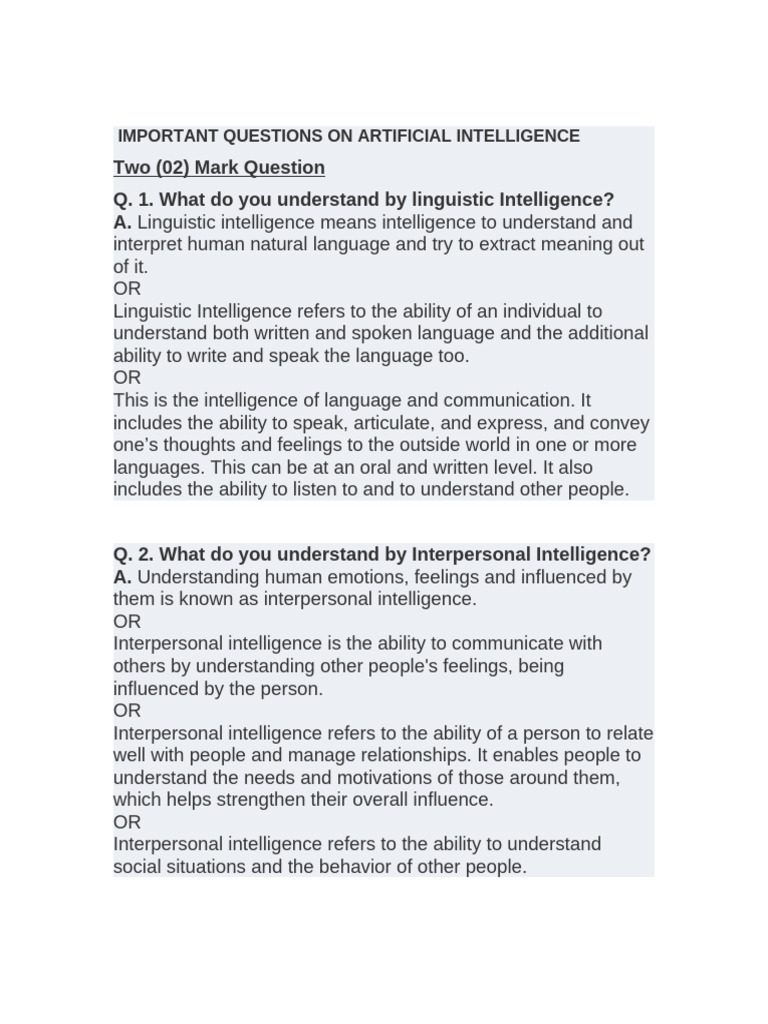 Gate Questions On Artificial Intelligence