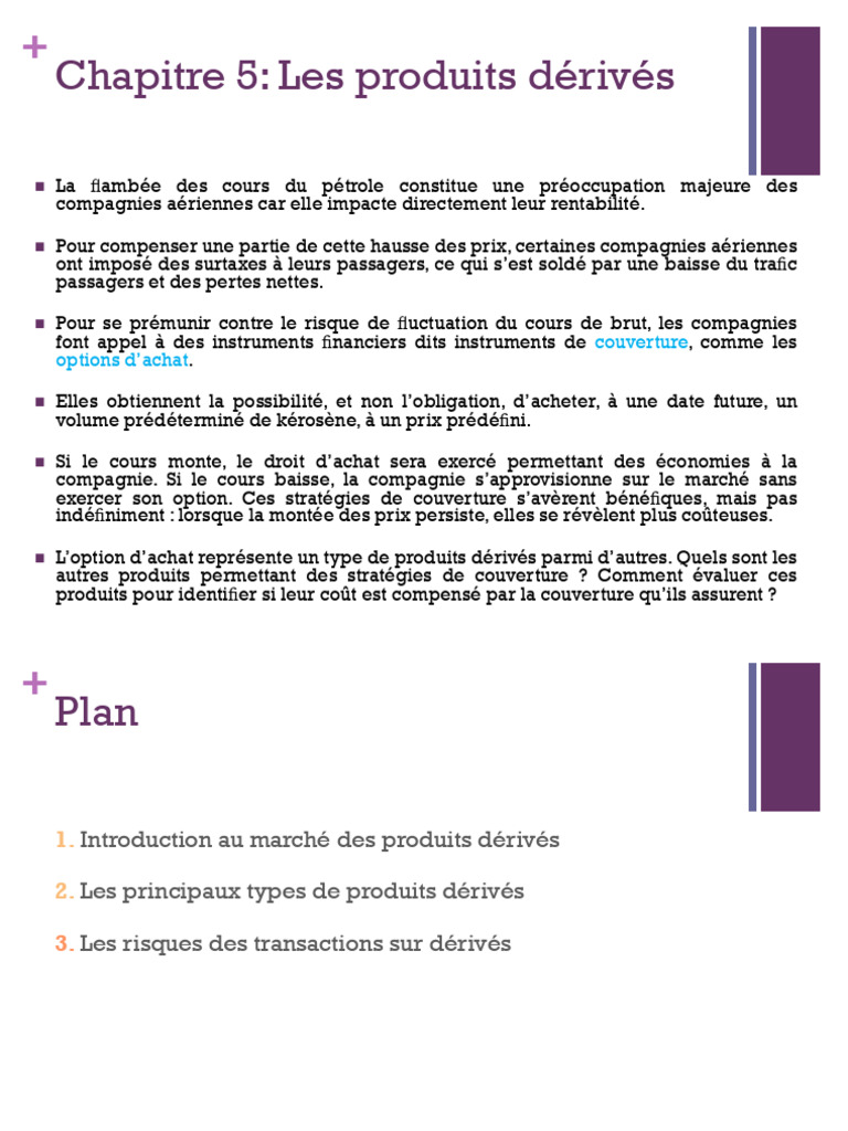 Produits Dérivés et Couverture des Risques | PDF | Option (Finance) |  Produit dérivé financier