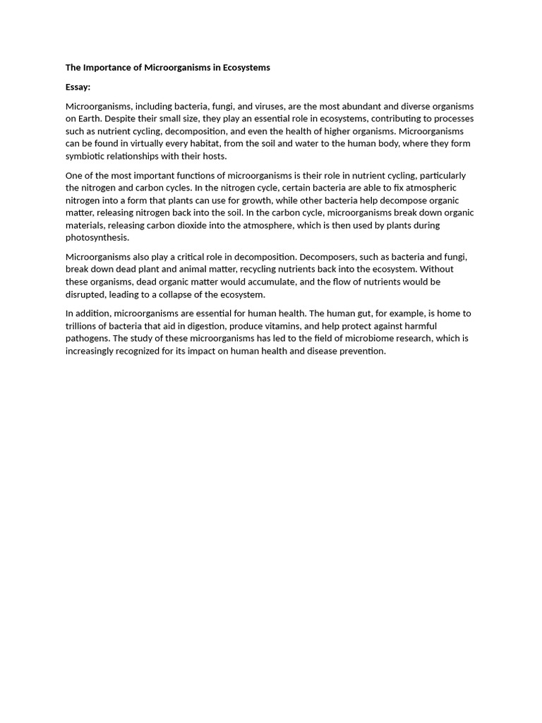 Role of Microorganisms in Ecosystems | PDF