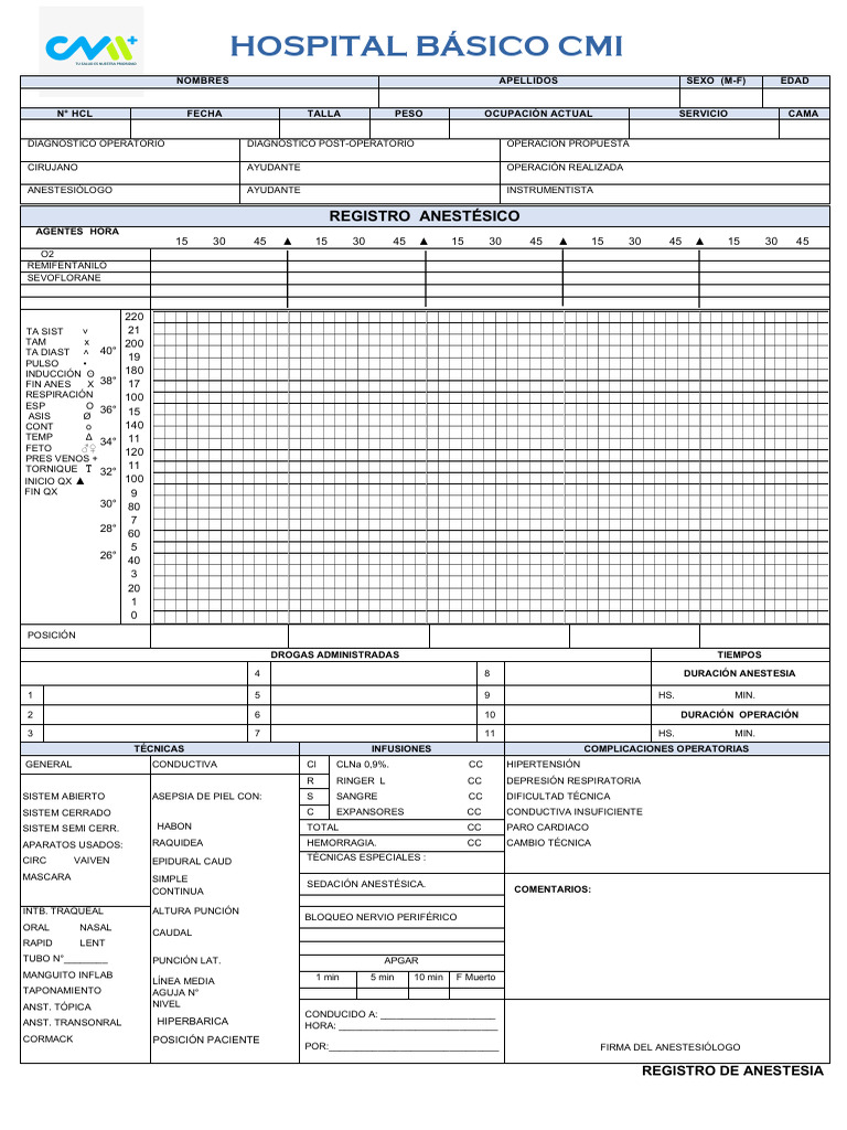 Registro De Anestesia Quir rgica PDF Anestesia Cuidado De La Salud