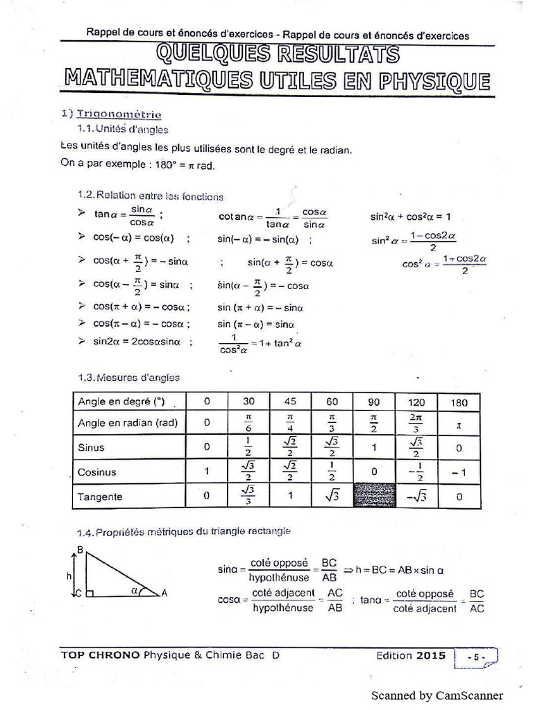 Formules Mathématiques Essentielles | PDF