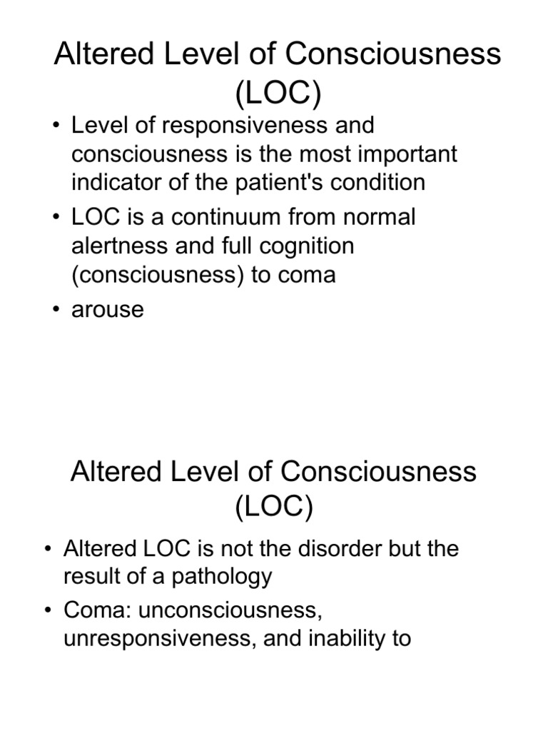 Understanding Altered Consciousness Levels | PDF