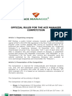 Official Rules For The Ace Manager Competition: Article 1: Organising Company