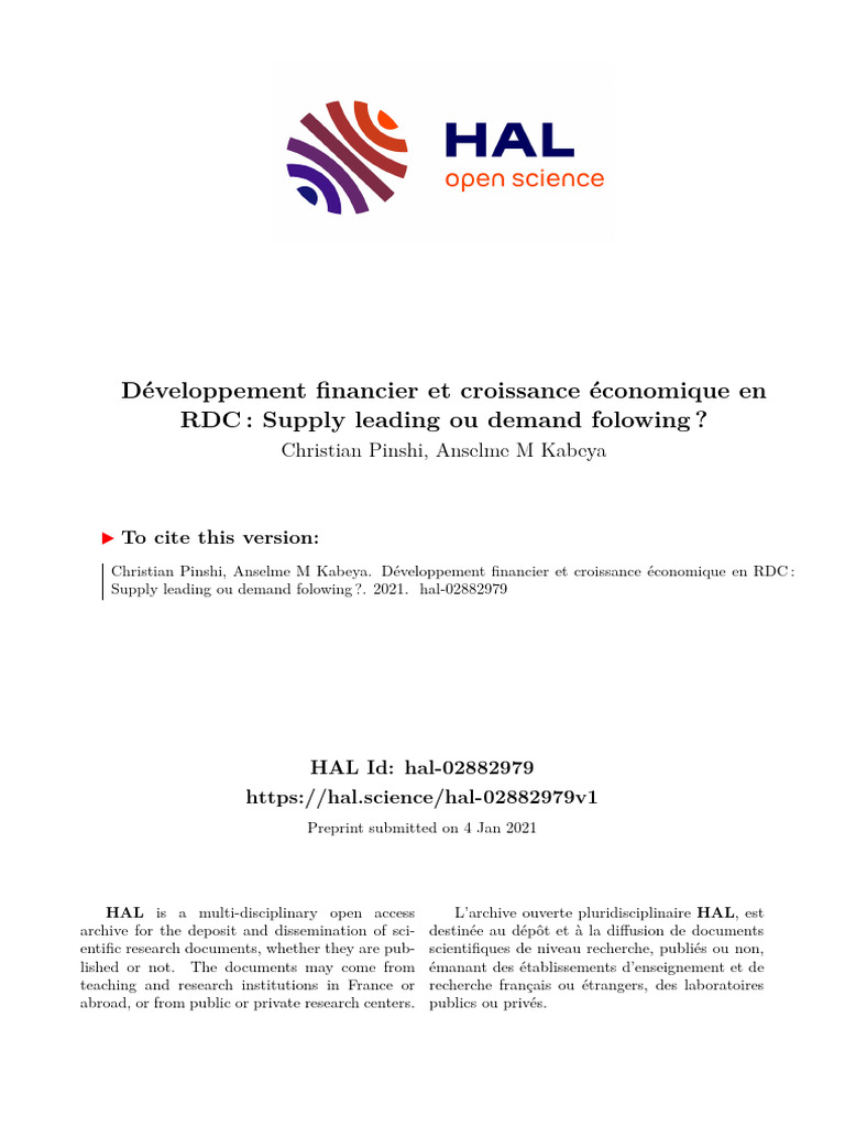 Développement financier et croissance en RDC | PDF | Banques ...