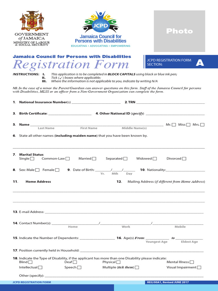 JCPD Registration Form Instructions | PDF | Disability | Visual Impairment