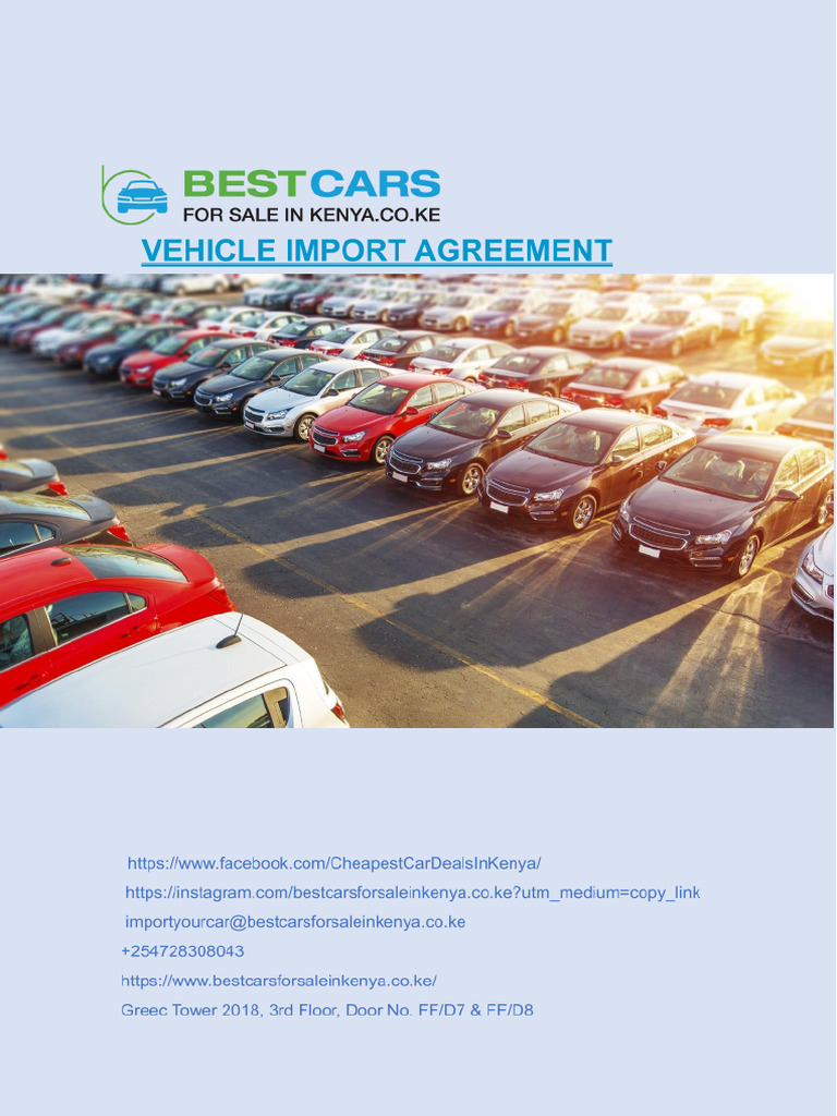 Vehicle Import Agreement with Best Cars | PDF | Arbitration | Indemnity