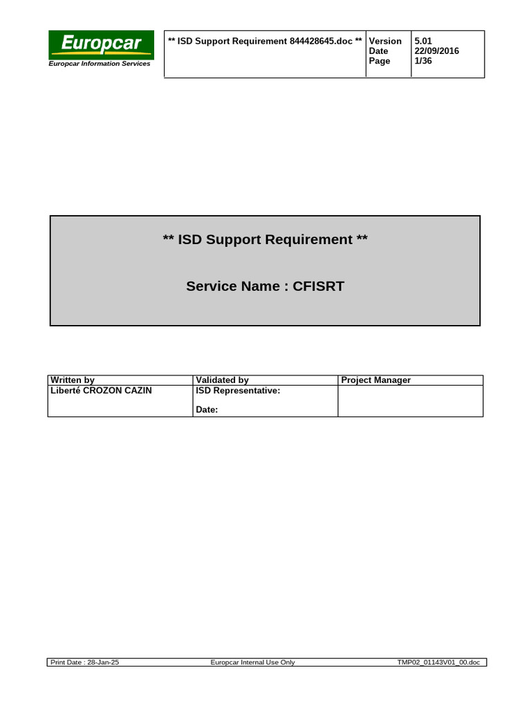 ISD SUPPORT REQUIREMENT - CFIRST v1 | PDF | Disaster Recovery ...