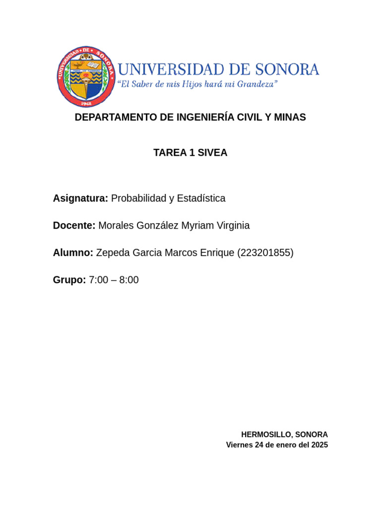 Actividad Sivea 1 Probabilidad y Estadistica | PDF