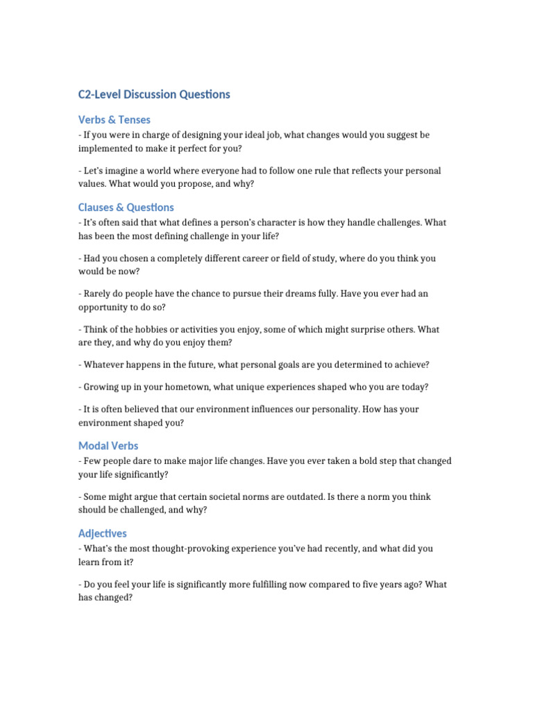 C2-Level Discussion Prompts | PDF