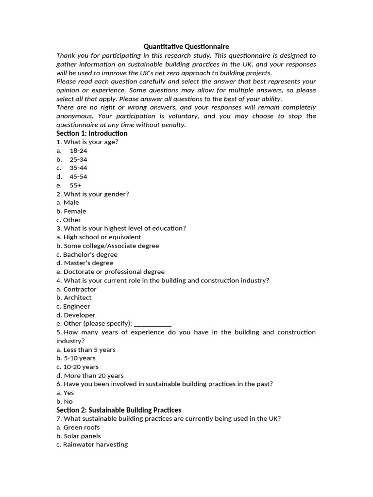 UK Sustainable Building Practices Survey | PDF | Efficient Energy Use ...