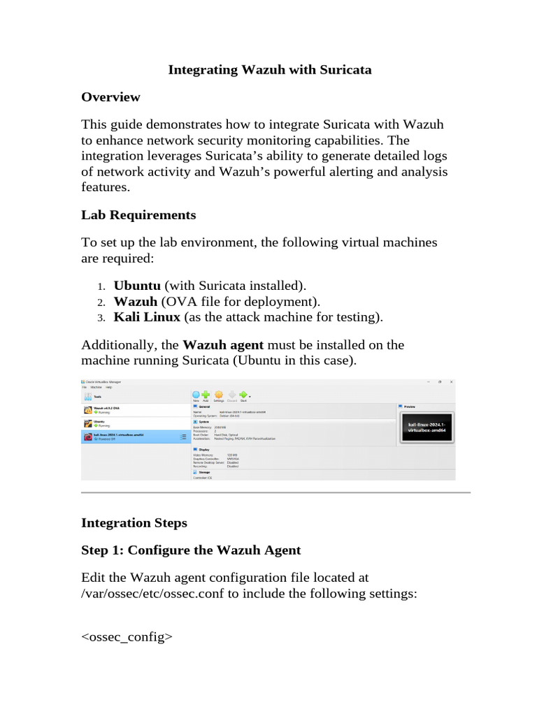 Wazuh and Suricata Integration Guide | PDF