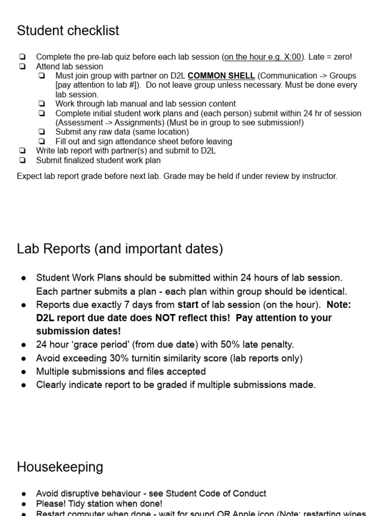 PCS211 Lab Session Checklist | PDF