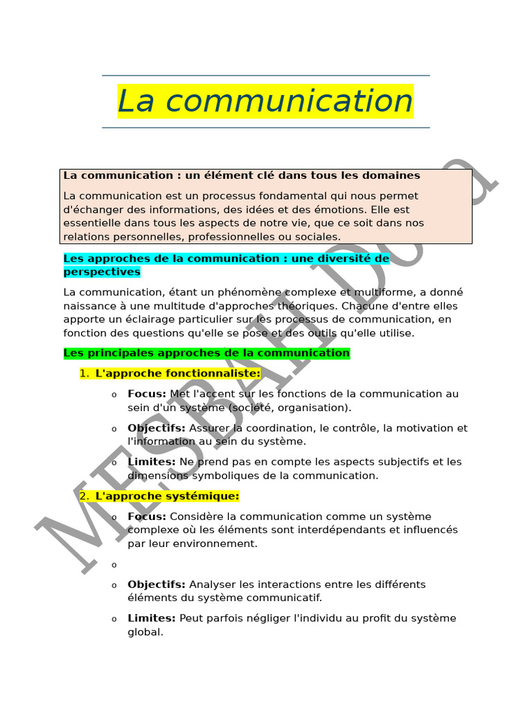 Approches de la communication efficace | PDF | la communication
