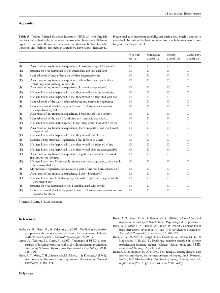 Trauma-Related Shame Inventory Guide | PDF | Shame | Experience