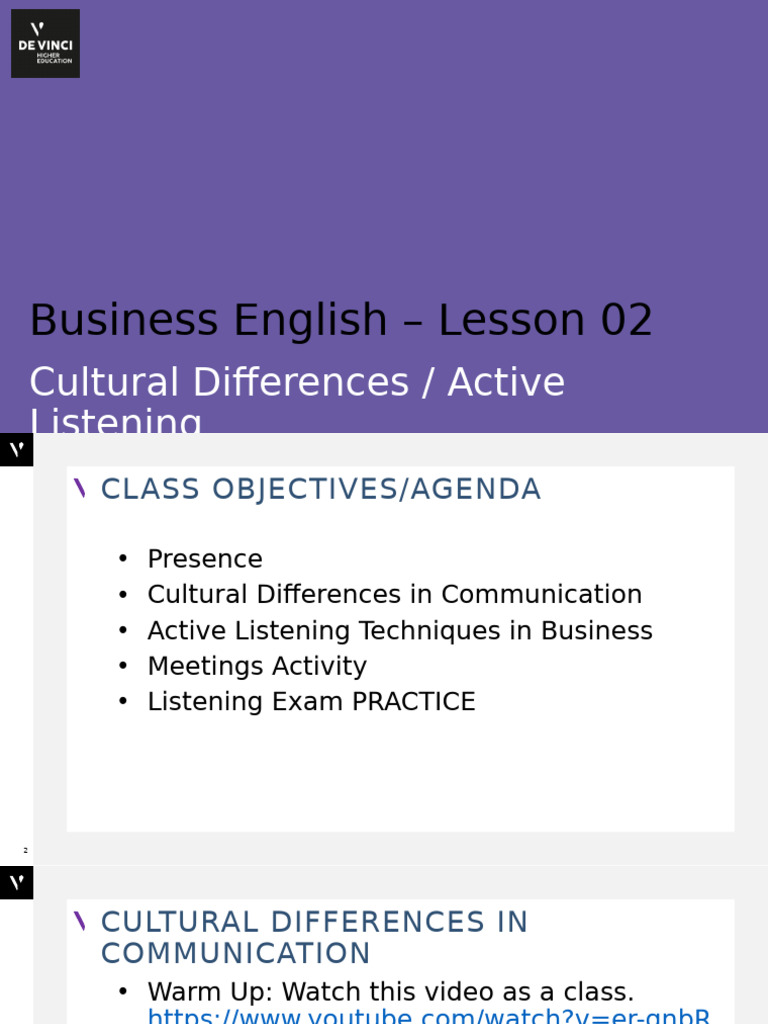 EMLV A4 S2 - Lesson 2 - Cultural Differences and Active Listening v2 ...