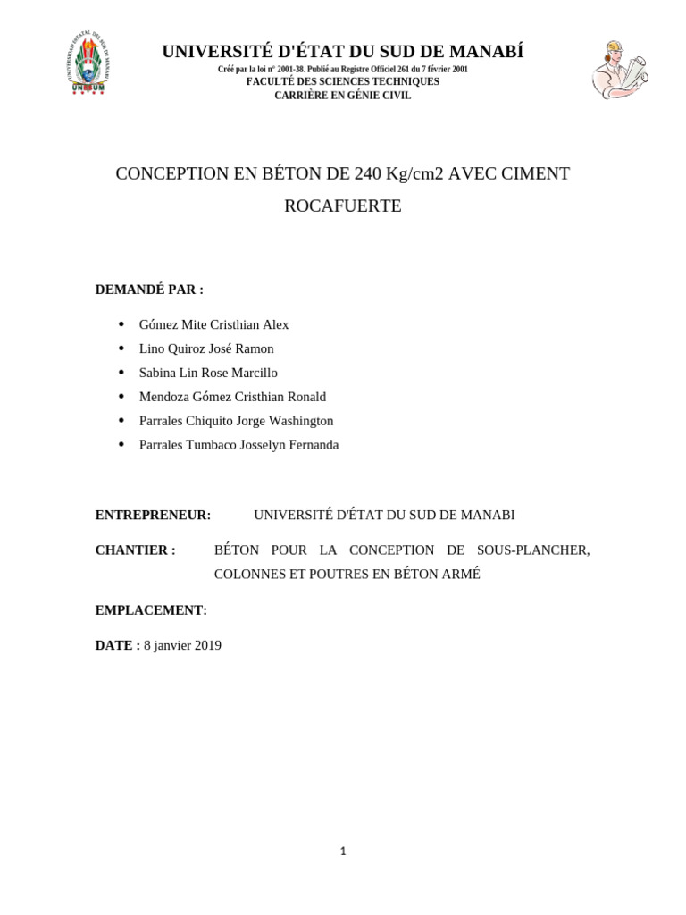 Dosage de béton 240 kg/cm2 en génie civil | PDF | Béton | Ciment