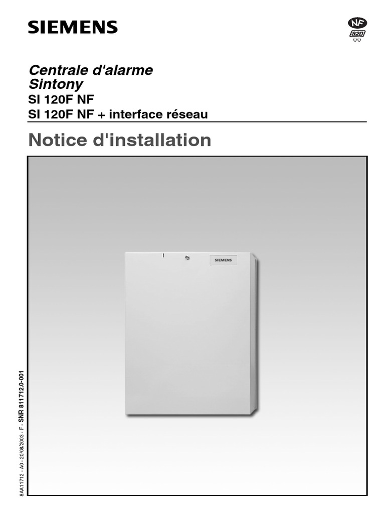 Siemens Sintony Si 120 - Kit Alarme Complet Avec Transmetteur Téléphonique