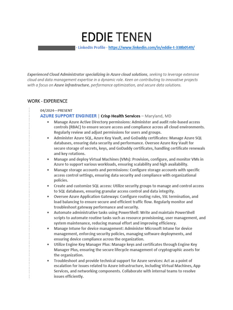 Resume | PDF | Microsoft Azure | Cloud Computing