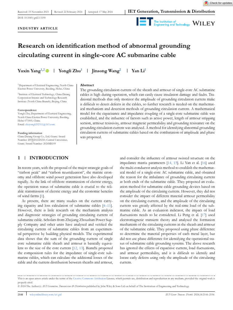 IET Generation Trans Dist - 2024 - Yang - Research On Identification ...