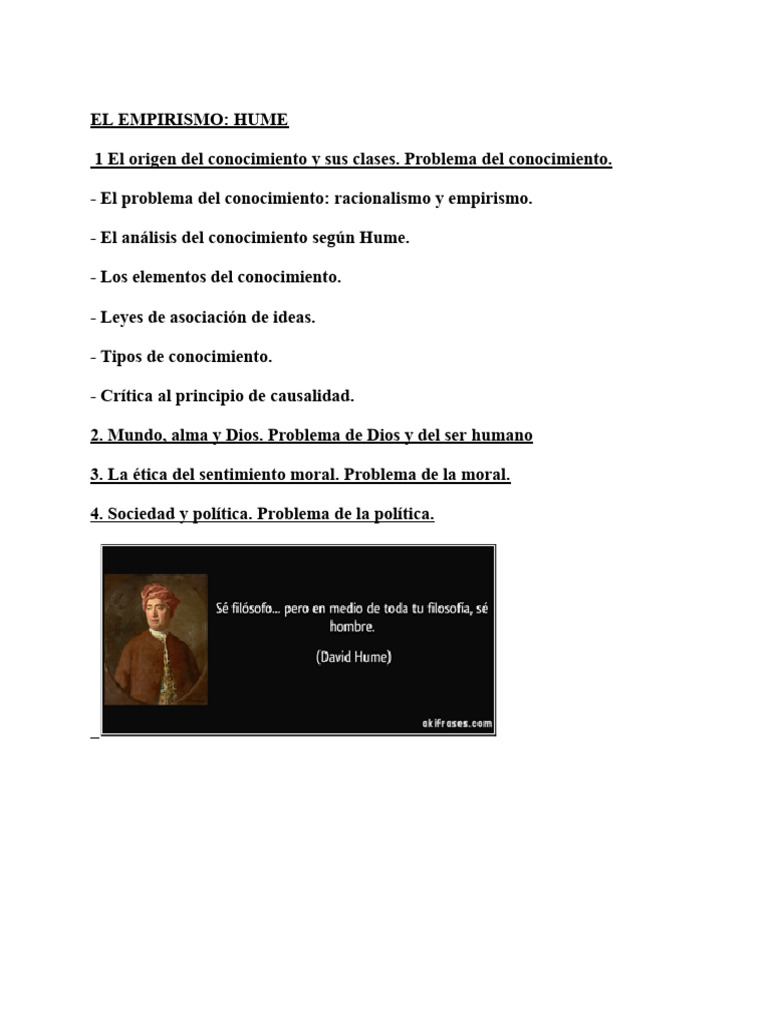 Empirismo y Conocimiento en Hume | PDF | David Hume | Causalidad