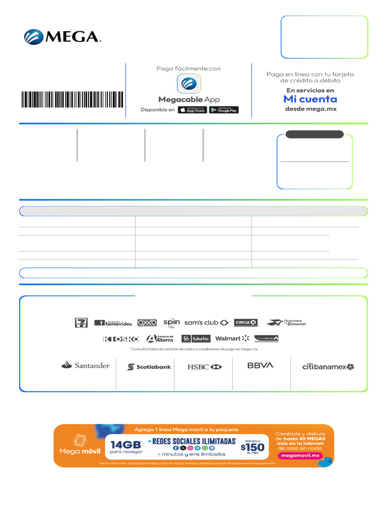 Recibo de Pago Megacable Noviembre 2024 | PDF