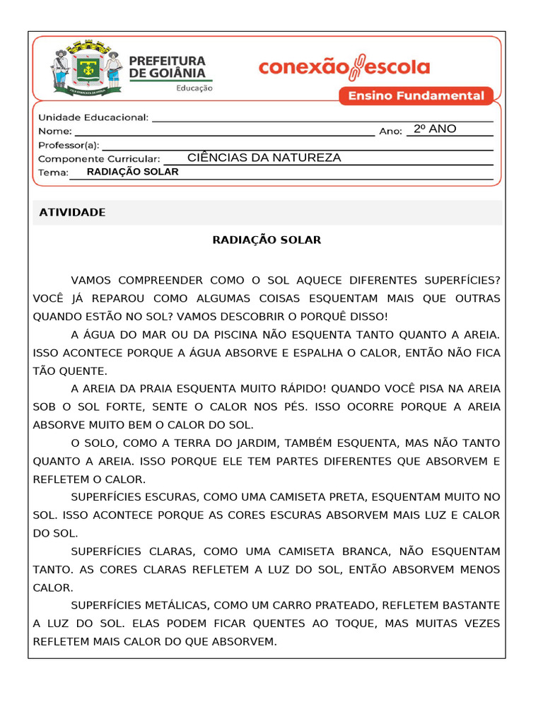 Efeitos da Radiação Solar nas Superfícies | PDF | Sol | Calor