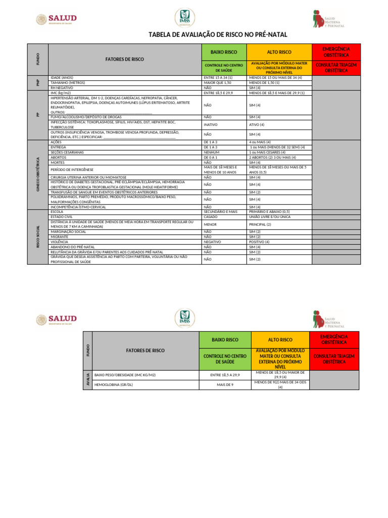 Avaliação de Risco no Pré-Natal | PDF | Gravidez | Especialidades médicas