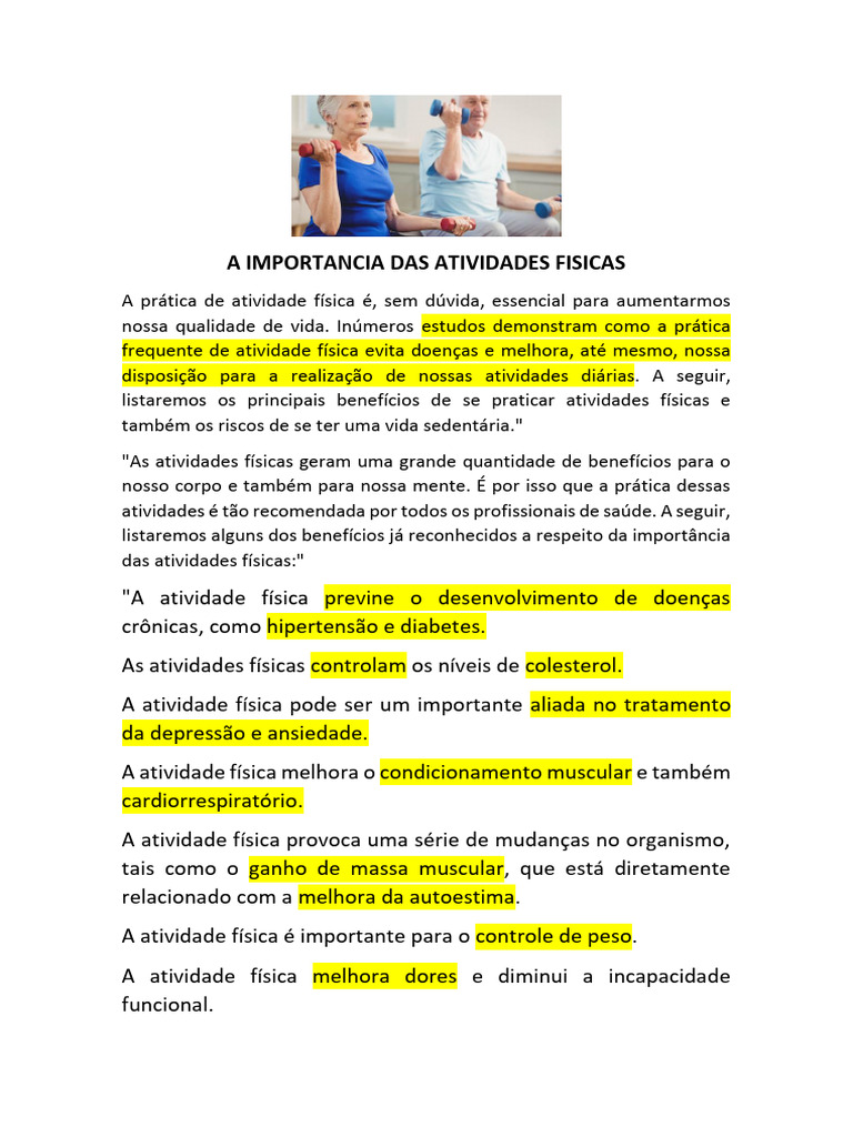 Benefícios das Atividades Físicas | PDF