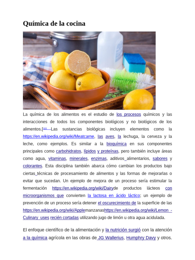 Química en la Cocina: Ciencia y Sabor | PDF | Alimentos | Cocinando