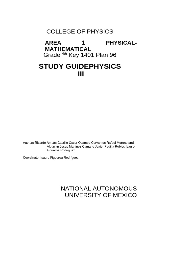 Physics III Study Guide for 4th Grade | PDF | Force | Weight