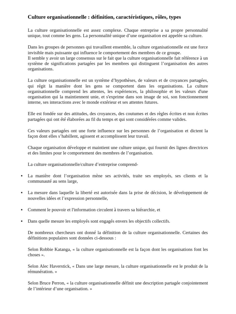 Définition et caractéristiques de la culture | PDF | la communication ...