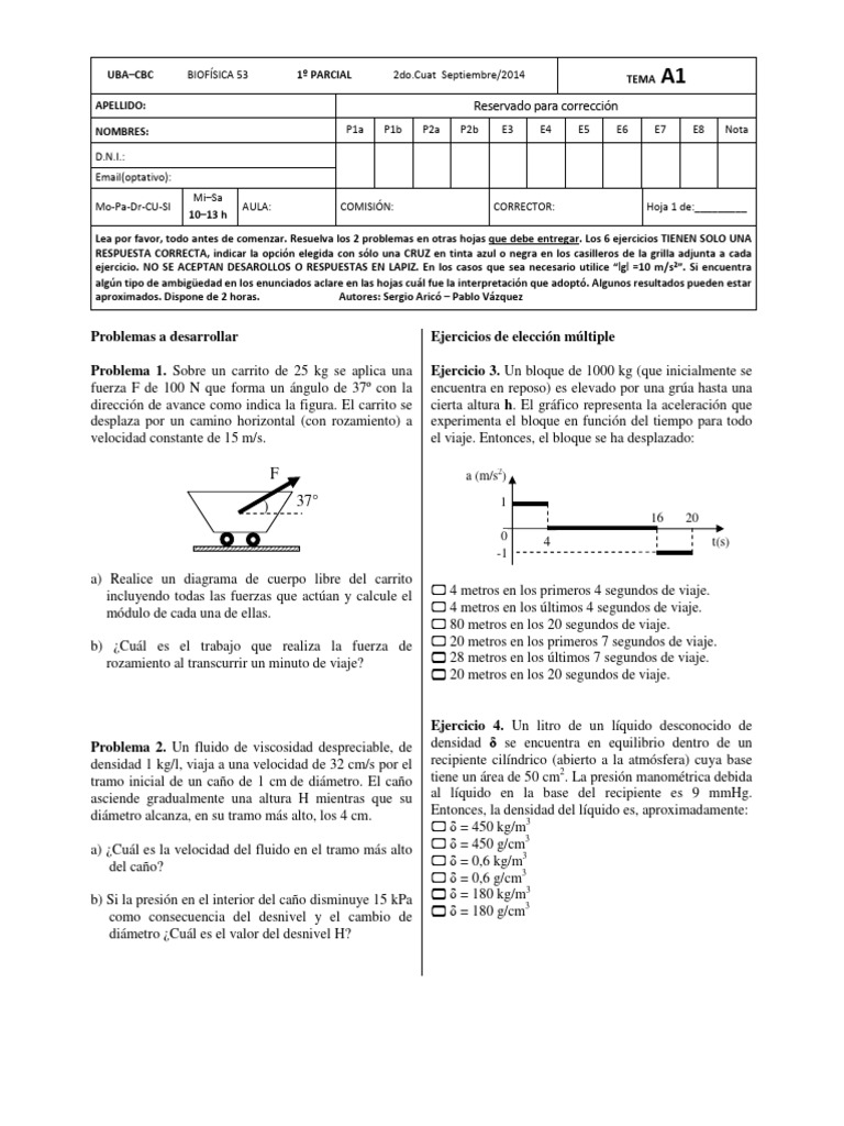 FISICA UBA XXI 09-53 Pa1 2c-14 A1 | PDF | Ósmosis | Membrana