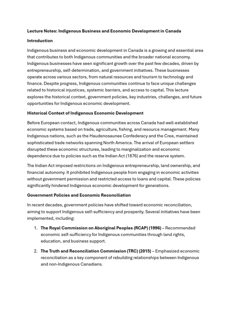 Indigenous Business Development in Canada | PDF | Entrepreneurship ...