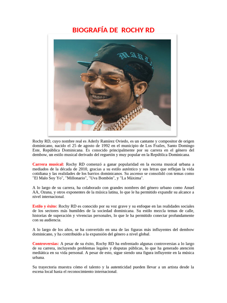 Biografía de Rochy RD: Edad y Origen | PDF