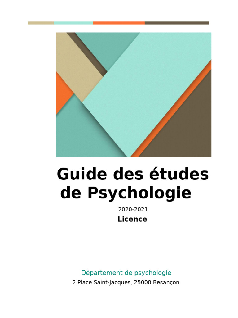 Guide des études en psychologie 20202021 PDF Psychologie La nature — free download