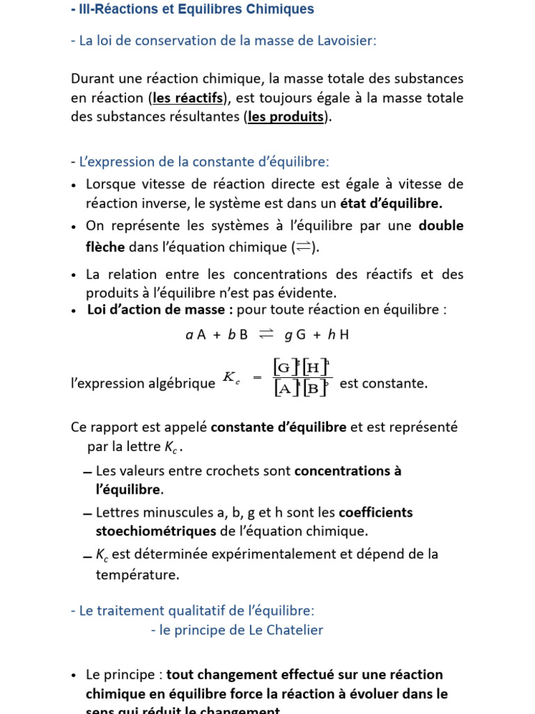 Loi de Le Chatelier en Thermochimie | PDF | Équilibre chimique ...