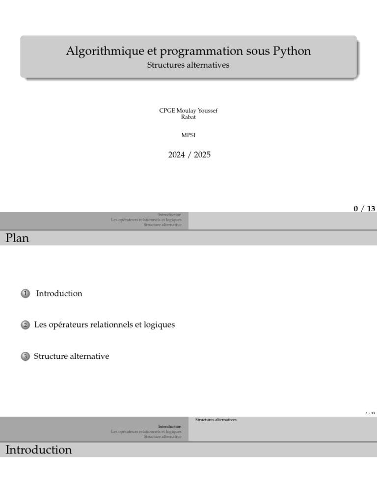 Structures alternatives en Python | PDF | Structure de contrôle ...