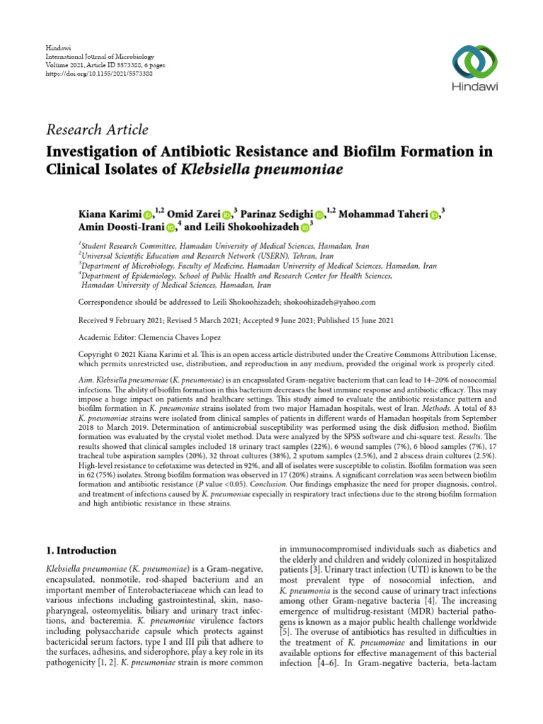 Investigation of Antibiotic Resistance and Biofilm | PDF ...