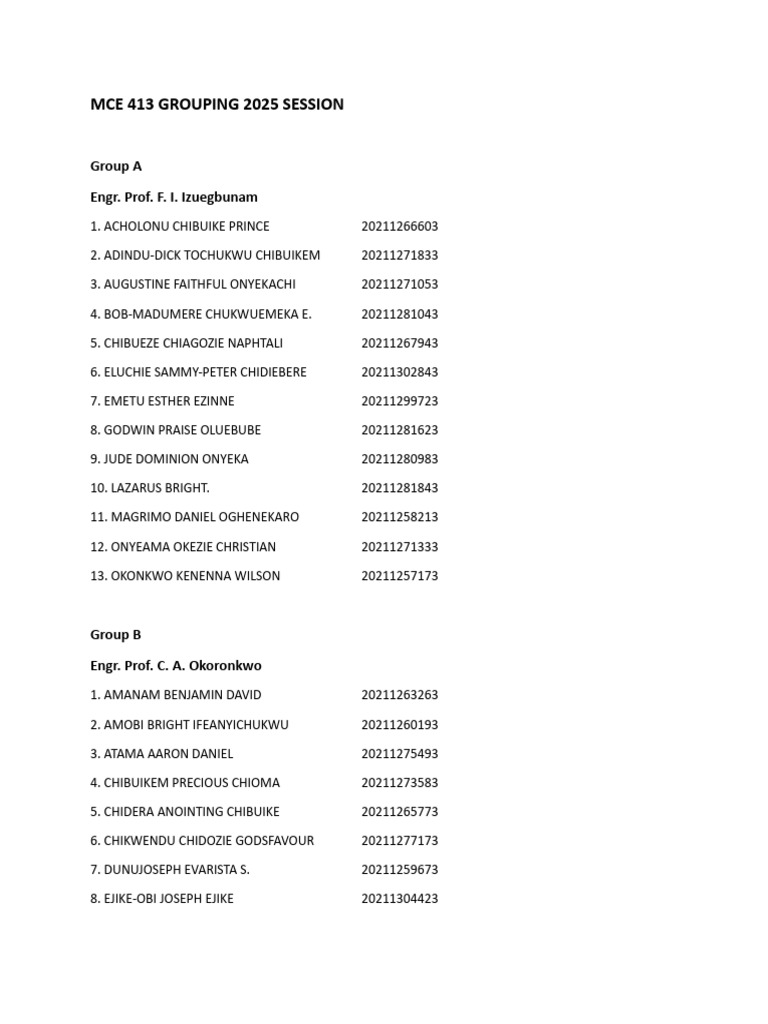 MCE Group Assignments 2025 | PDF